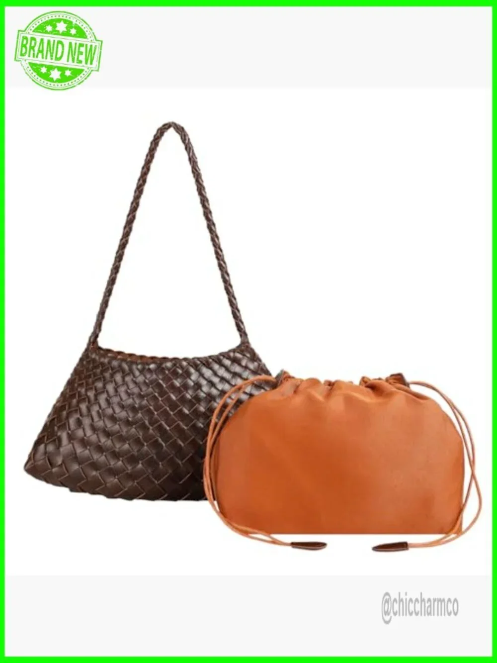 Vegan Leather Woven Hobo Tote Bag Small Shoulder Purse
